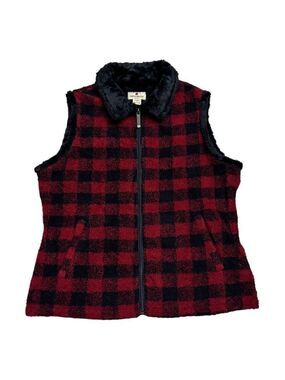 WOOLRICH PLAID Faux Fur Fleece Vintage Y2K Designer Fall Vest Womens Large